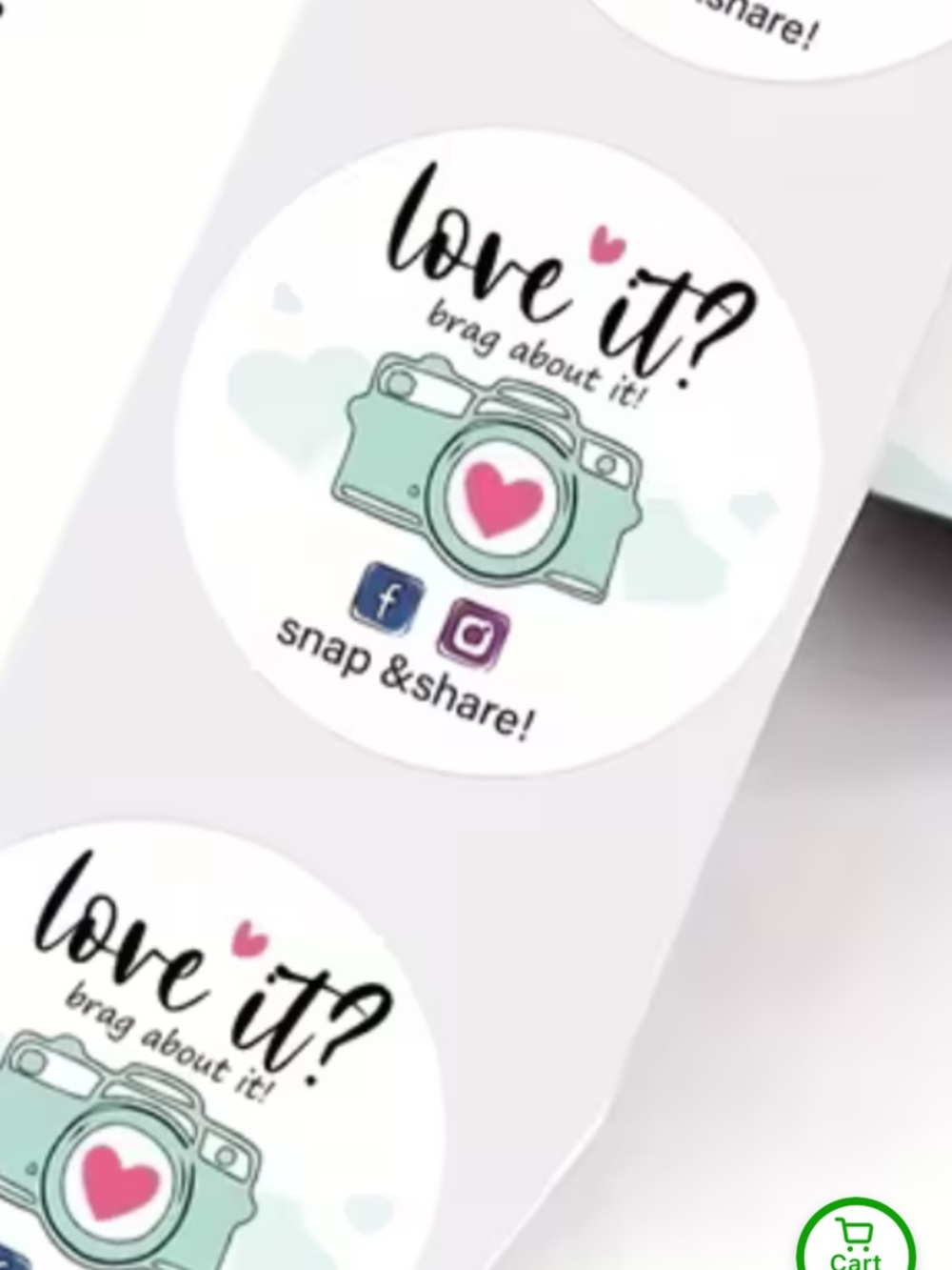 500 Snap & Share! Round Sticker Labels - Mint & Pink NEW - Picture 3 of 4